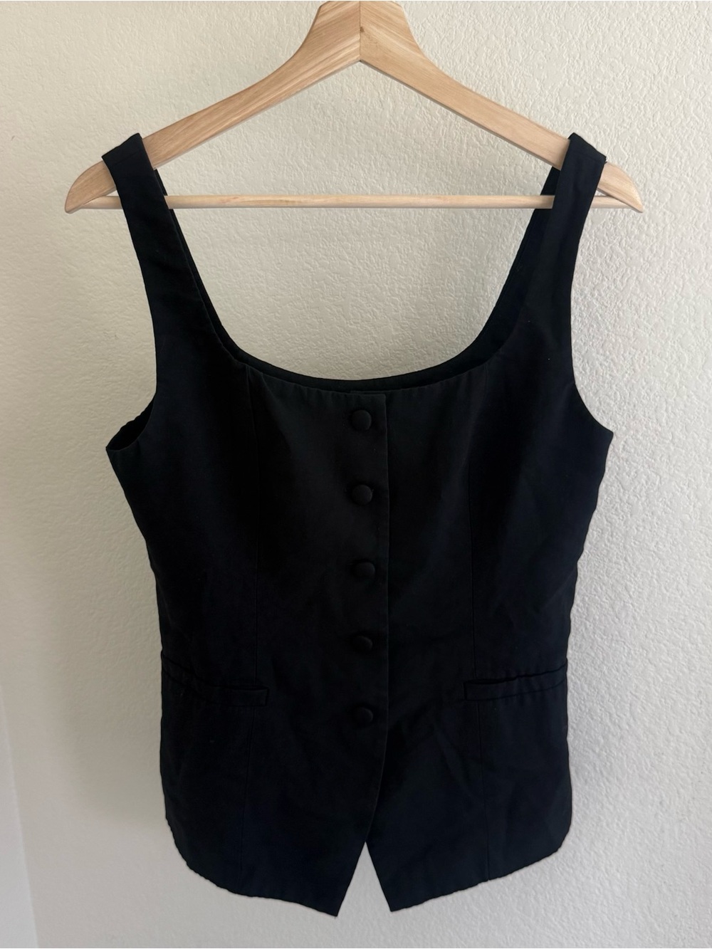 WAYF minimalist dark academia Black Vest Scoop Neck Tailored Waistcoat top